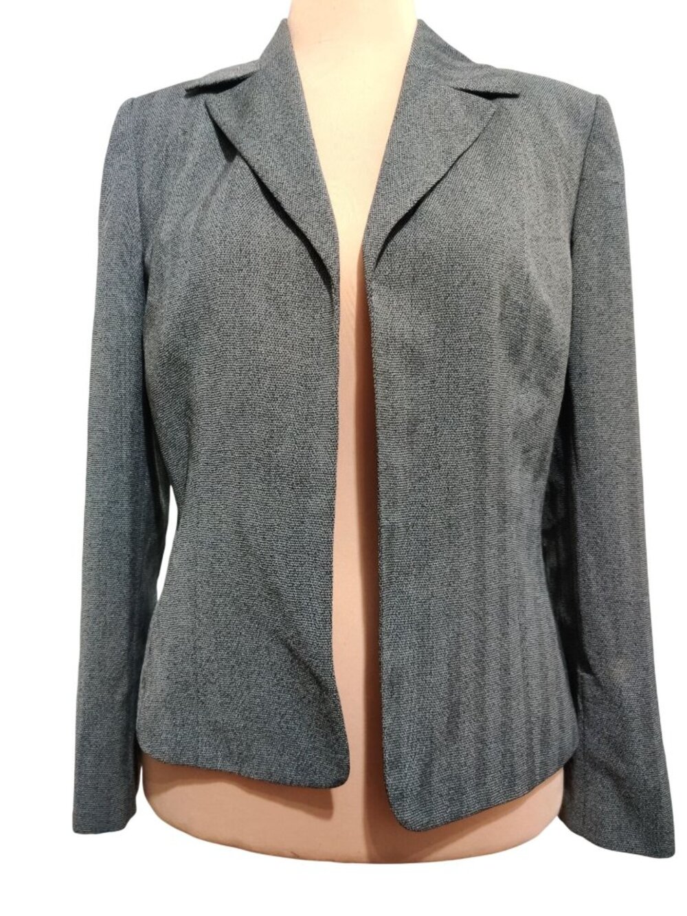 Le Suit Blazer Size 10 Gray Open Front Career Jacket Minimalist Office Chic
